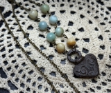 rustic heart, opal necklace