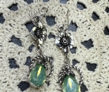 sea green rhinestone earrings