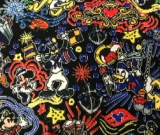 1.5yd cut Sketchy Cruise Small Scale Black Minky Fluff Fabric