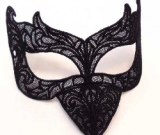 Embroidered Freestanding Lace Black Ravens Masquerade Mask