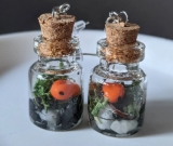 Orange Frog Moss Terrarium Bottle Earrings