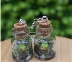 Red Eyed Tree Frog Moss Terrarium Bottle Earrings