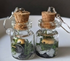 Yellow Frog Moss Terrarium Bottle Earrings