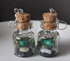 Forest Green Frog Moss Terrarium Bottle Earrings