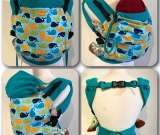 15” Reverse half buckle carrier with whales print