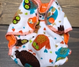 Retro Owls /w orange cotton velour - newborn