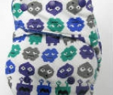Imported Space Invaders /w blue organic bamboo velour - T&T multi-size