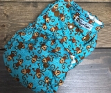 Teal Monkeys /w chocolate cotton velour - Designer Woven Hidden PUL Ai2