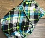 Plaid Poly Knit /w teal cotton velour - serged multi-size