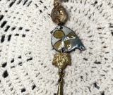 honey flower enameled bird necklace pendant