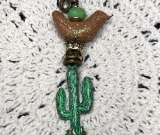 southwestern cactus bird necklace pendant