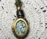 falling leaves, vintage locket necklace pendant