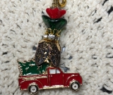 red christmas tree truck necklace pendant