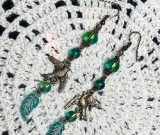 quiet river bronze bird vintage beaded earrings
