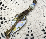 refreshed & renewed-vintage tin key necklace pendant