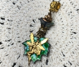 fairy magic-four-vintage enameled leaf necklace pendant
