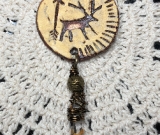 deer shaman, quartz crystal necklace pendant