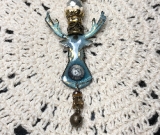gentle quietness, enameled deer necklace pendant