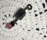 black tourmaline, peach moonstone gemstone necklace pendant