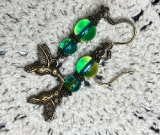 beautiful morning-bronze hummingbird vintage beaded earrings