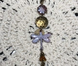 lilacs & dragonflies, enameled dragonfly necklace pendant
