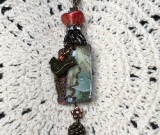 pacific coast ocean bird enameled necklace pendant