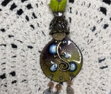 rustic urban gecko, pussy willow flower enameled necklace pendant