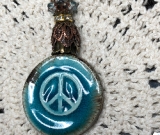 peace, artisan ceramic necklace pendant-1