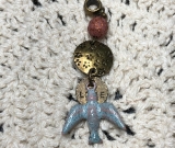 blue bird, enameled necklace pendant-4