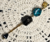 deep canyons-black tourmaline, turquoise nugget & hematite necklace pendant