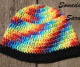 Rainbow and Black Child's Crocheted Wool Hat