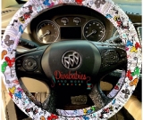 Custom White Dooney Inspired Steering Wheel Cover