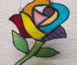 Multi Color Rose Stained Glass Sun Catcher