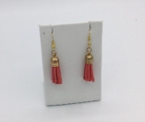 2” Handmade Coral Leather Tassel Earrings