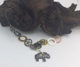 21” Steampunk Necklace with Black Steampunk Elephant