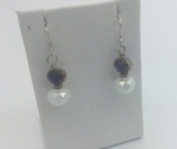 1 1/2” Handmade White and Purple Crystal bead earrings