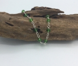 7” Handmade Silver bracelet with green crystals