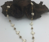 28” White Magnesite Elephants Continuous Necklace with brown crystals