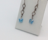 2 1/2” Handmade Copper Earrings with Blue Swarovski  butterfly