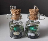 Forest Green Frog Moss Terrarium Bottle Earrings