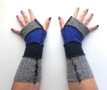 Grey, Cobalt Blue and Navy Fingerless Gloves Arm W